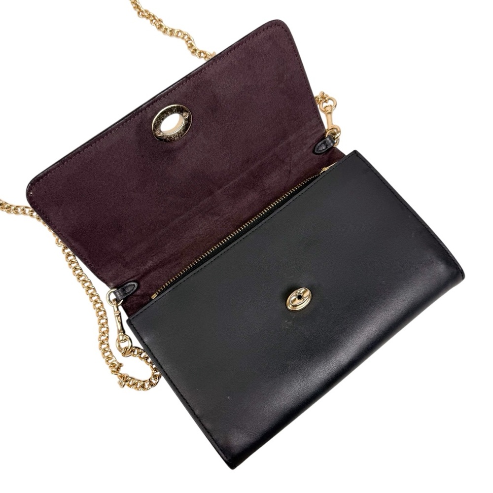 Coach Marlow Turnlock‎ Chain Crossbody Bag Black Smooth Leather - Picture 4 of 16